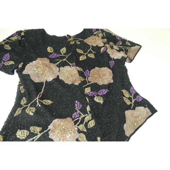 Sean Collection Silk Sequin Top LARGE Women's Glam Country Club Yacht Gala - Picture 2 of 13